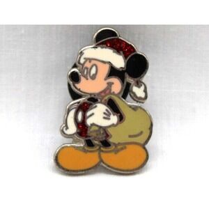VTG Disney MICKEY MOUSE as SANTA Pin, with Toy Sack , 2005 Enamel Holiday Pin
